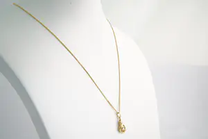 165 - Fijn 18Krt gouden gourmette collier mt (0.10ct) diamanten "Druppel" hanger kopen? Bied vanaf 260!