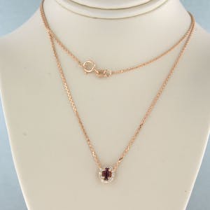 14k gouden collier/hanger met robijn en briljant geslepen diamant tot. 0.10ct kopen? Bied vanaf 200!