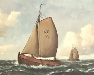 Alfred Gabali - "Katwijker vissersschuiten op de Noordzee." kopen? Bied vanaf 30!