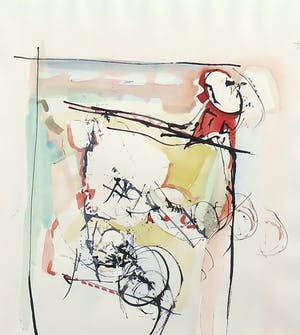 Ruud van der Beele - Aquarel en inkt op papier, Z.t. Abstract - Ingelijst kopen? Bied vanaf 1!