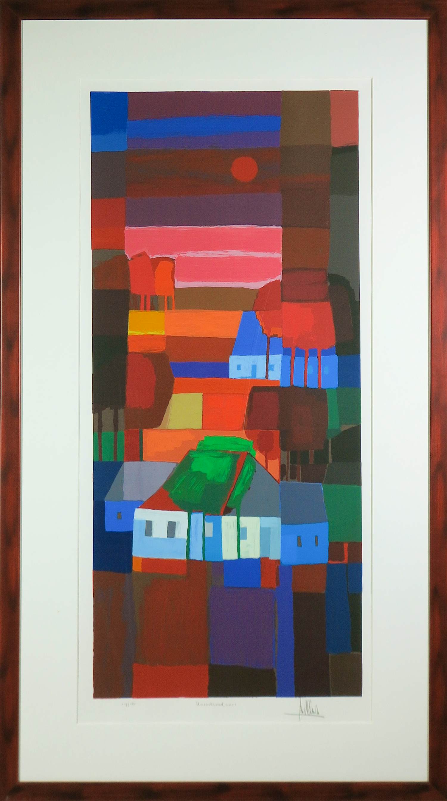 Ton Schulten - Zeefdruk, Avondrood - Ingelijst (Groot!) kopen? Bied vanaf 500!