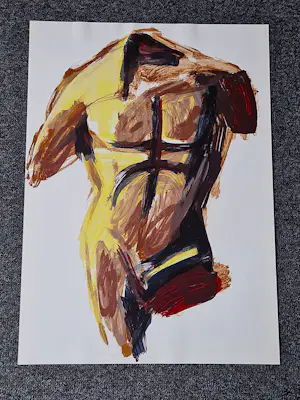 Elizabeth de Vaal - Groot kleuren litho - 1982 - mannelijk torso - zeer kleine oplage (15) kopen? Bied vanaf 68!