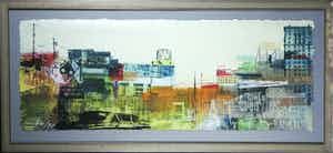 George Heidweiller - Zeefdruk, Cityscape 2 - Ingelijst (Zeer groot) verkocht voor € 150!