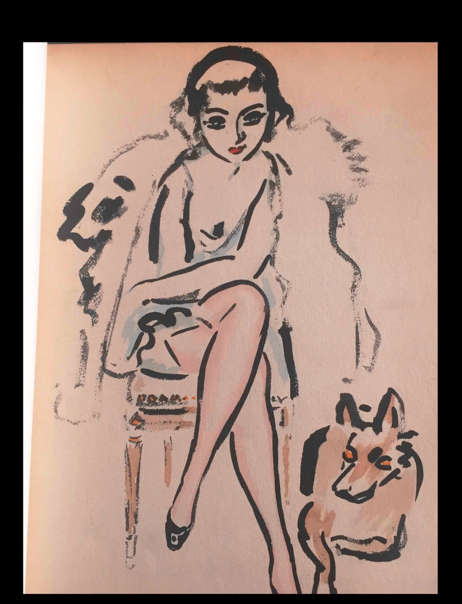 Kees van Dongen - Pochoir - Jeune femme au chien - 1925 verkocht voor € 1250!