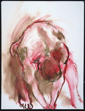 Franscz Witte - Acryl en krijt op papier, Buigend figuur kopen? Bied vanaf 1!