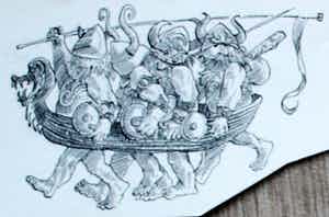 Peter Vos - Pentekening: Vikingen verkocht voor € 60!