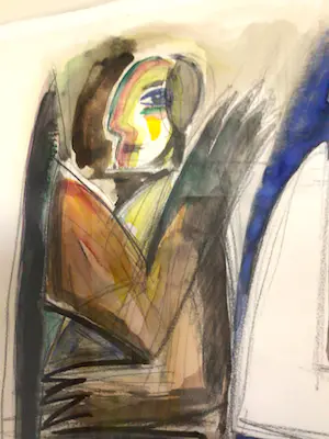 Yvan Theys - "Liefde" - 1976 - Gouache op papier - Ingelijst - PLUS zeefdruk (ook Theys) kopen? Bied vanaf 150!