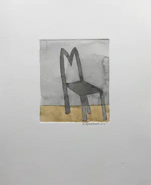 Klaas Gubbels - ets met aquarel ingekleurd - ‘Stoel’ kopen? Bied vanaf 245!