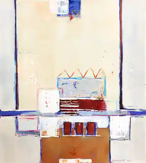 Ron van der Werf - Handbewerkte zeefdruk bevestigd op doek, Zonder titel - Ingelijst verkocht voor € 50!