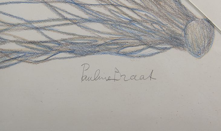 Pauline Braat - Compositie 2 - Kleurpotlood op papier - gesigneerd r.o. - BKR Den Haag - 1977 kopen? Bied vanaf 10!