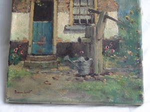 Arnout van Gilst - Olieverf op doek, boerderij met waterpomp – gesigneerd – ca 1945 kopen? Bied vanaf 35!