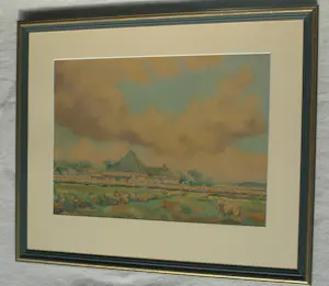 Ad Blok van der Velden - Ingelijste aquarel , Landschap Texel - 1947 kopen? Bied vanaf 250!