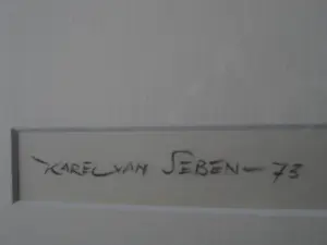 Karel van Seben - Knap gemaakt houtskool op papier zelfportret - 1973 - mooi ingelijst kopen? Bied vanaf 1!