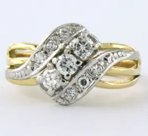 18k gouden ring met briljant en single cut geslepen diamant 0.43ct - rm 16.5 kopen? Bied vanaf 550!