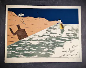 Hannes Postma - "Hors series" handgekleurde Ets -1971 - "Vuurtoren onder water" kleine oplage kopen? Bied vanaf 46!