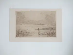 Carel Nicolaas Storm van 's-Gravesande - Watergezicht over Bergen op Zoom - Ets kopen? Bied vanaf 80!
