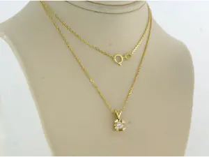 14k gouden collier met hanger bezet met diamant tot. 0.12ct - 45 cm lang kopen? Bied vanaf 200!