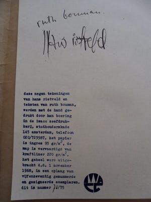 Hans Rietveld - Map met 9 zeefdrukken van Hans Rietveld en teksten van Ruth Bouman kopen? Bied vanaf 15!