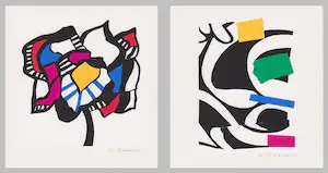 Wolf BAUER - Twee handgesigneerde zeefdrukken: Abstracte Composities I, II kaufen? Bieten Sie von 19!