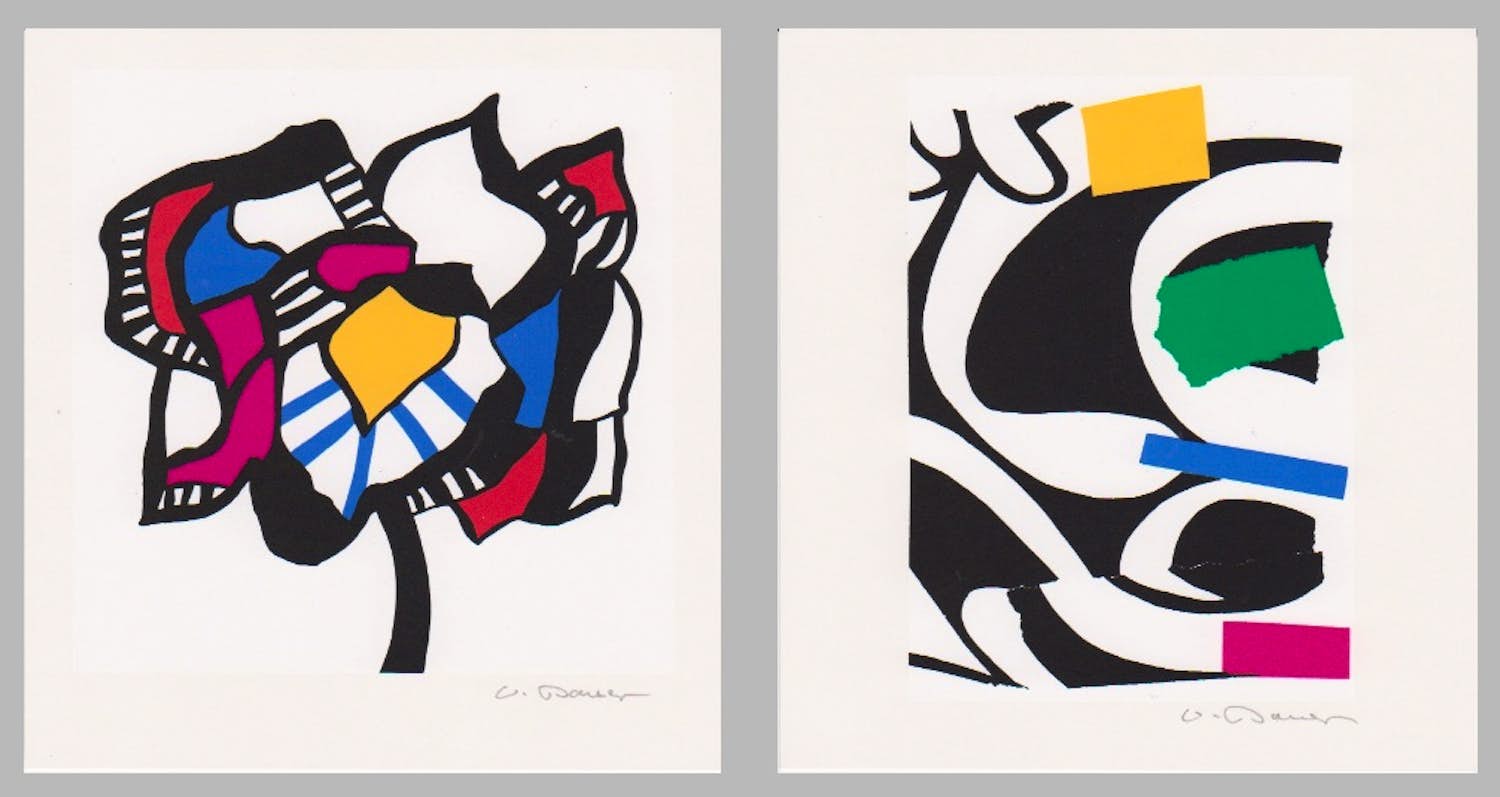 Wolf BAUER - Twee handgesigneerde zeefdrukken: Abstracte Composities I, II kopen? Bied vanaf 19!