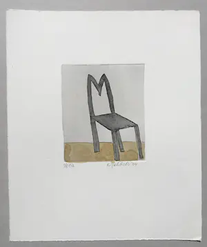 Klaas Gubbels - ets met aquarel ingekleurd - ‘Stoel’ kopen? Bied vanaf 265!
