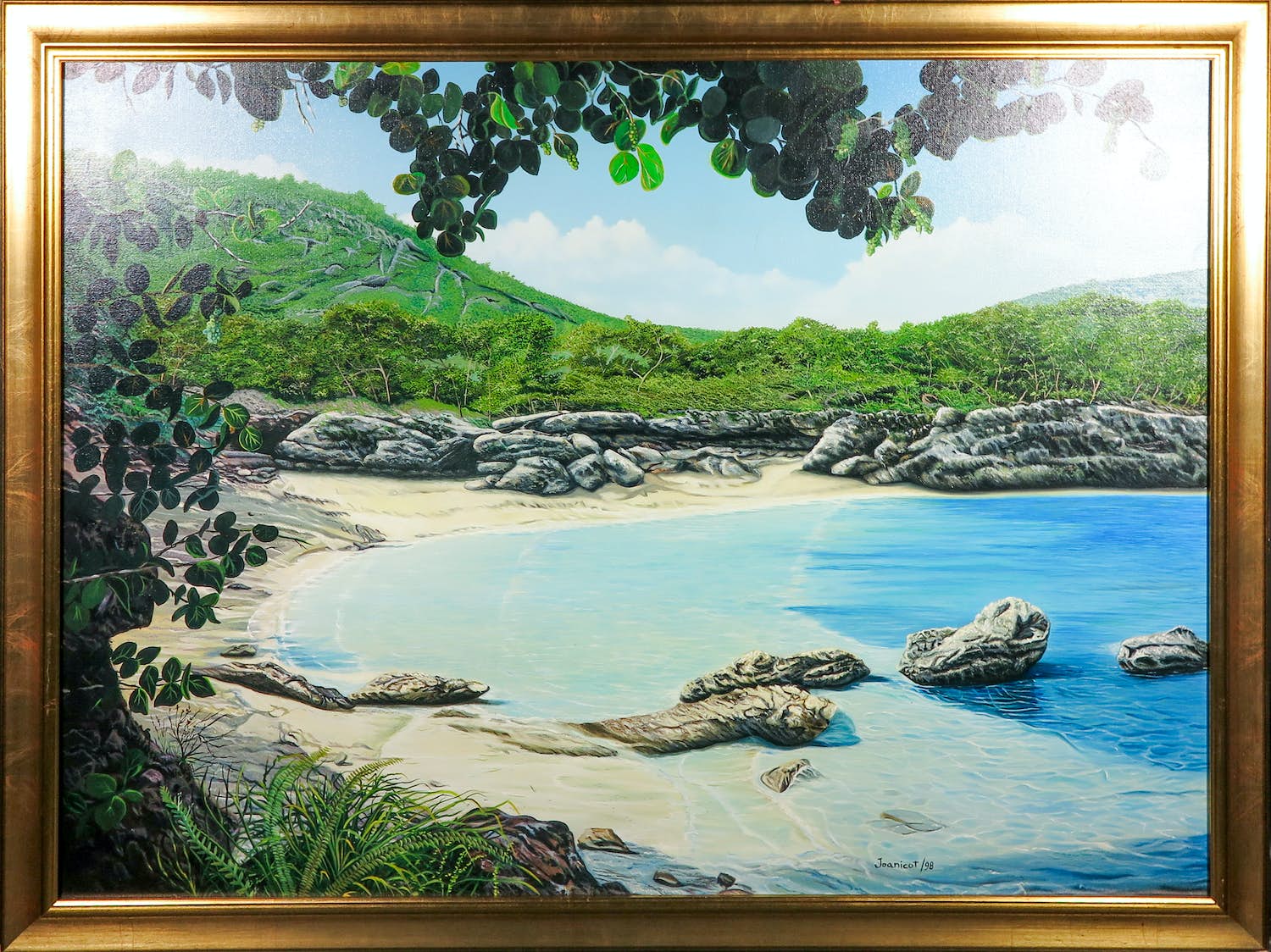 Jorge José Luis Joanicot - Olieverf op doek, Playa Puerto Escandido- Ingelijst (Groot) verkocht voor € 200!