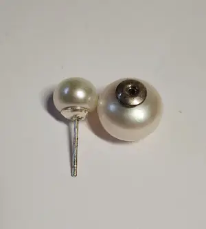 Nieuwe zilveren natuurlijke parel dubbelzijdige omkeerbare,  oorstekers kopen? Bied vanaf 85!