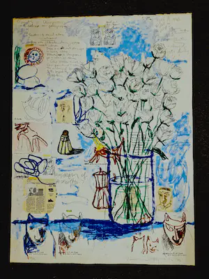 Raimundo Figueroa - Grote bewerkte Lithografie en Collage - oplage 75 - gesigneerd kopen? Bied vanaf 70!