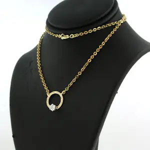 14k gouden collier bezet met briljant geslepen diamant 0.35 ct - 40 cm lang kopen? Bied vanaf 550!