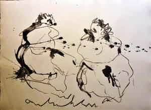 Anton Heyboer - 2 Vrouwen .Mooie krachtige schildering en aparte voorstelling . verkocht voor € 250!