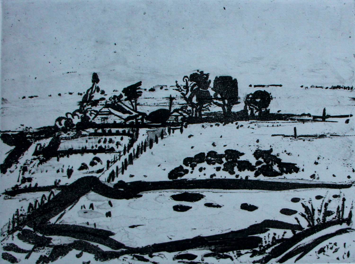 Jan Wiegers - Droge naald ets: landschap kopen? Bied vanaf 95!