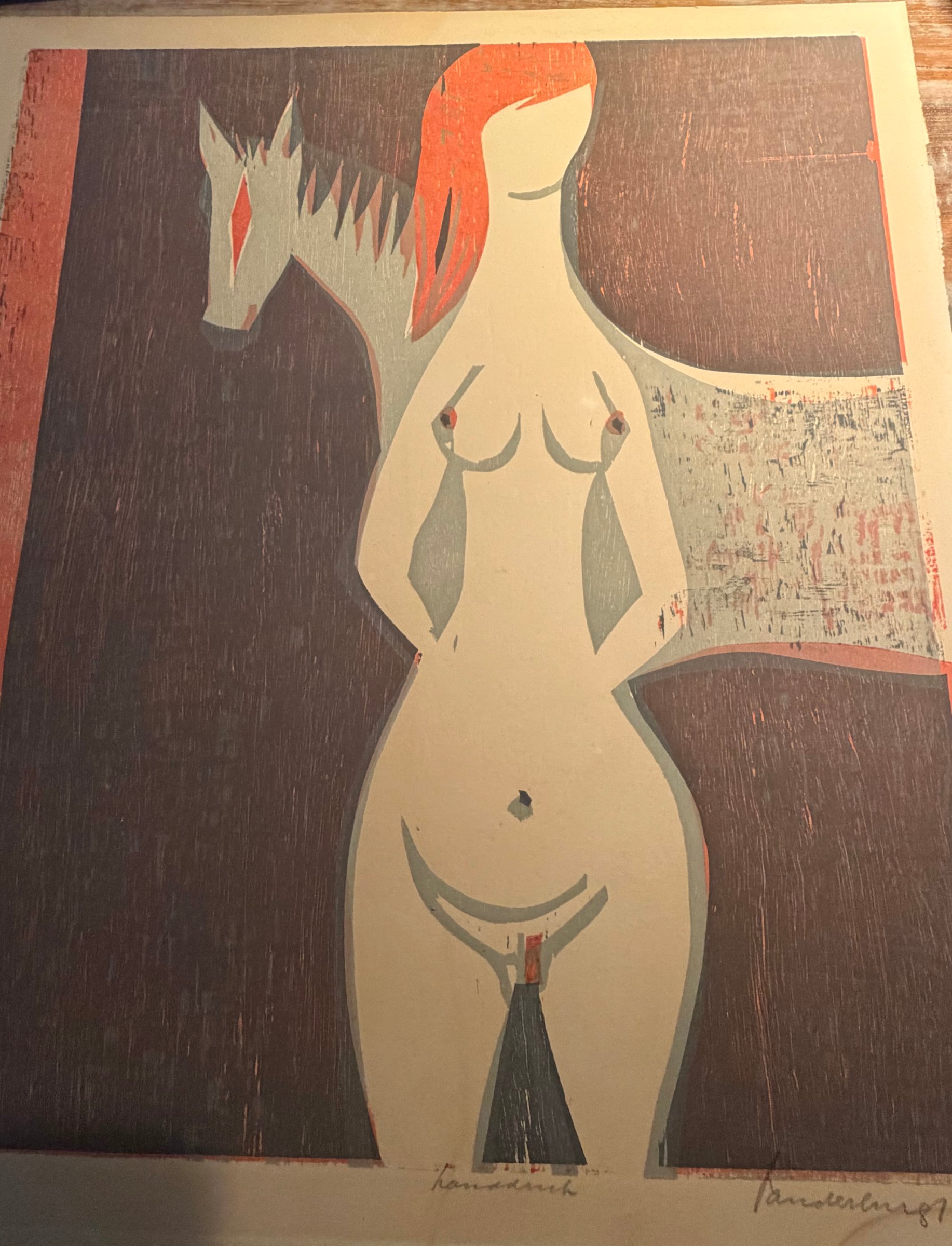 Buy Flip van der Burgt - Houtsnede, getiteld "Ros", 14/30 gesigneerd, kleurrijk? Bid from 99!