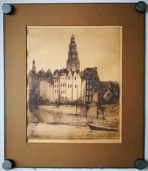 Germ de Jong - Havengezicht. Gesigneerd rechtsonder. kopen? Bied vanaf 39!