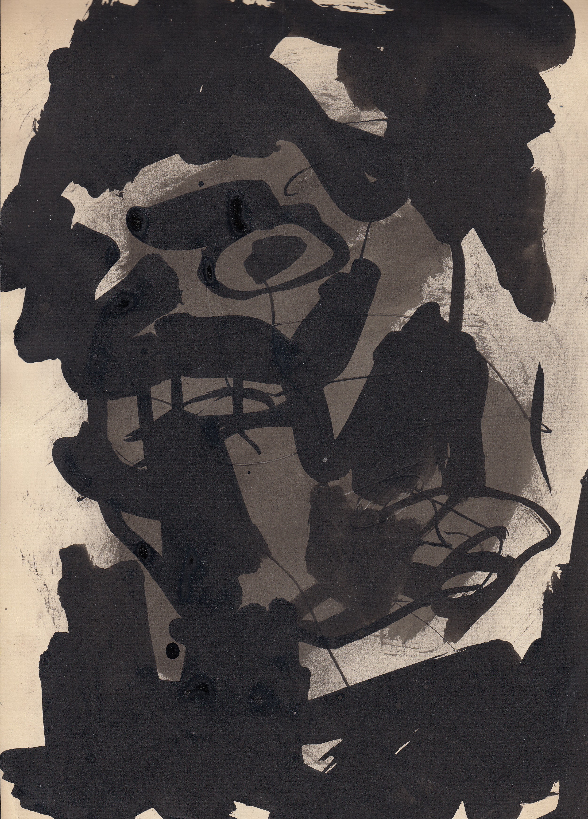 Jan Sierhuis - Abstracte Kompositie op papier gesigneerd. verkocht voor € 245!