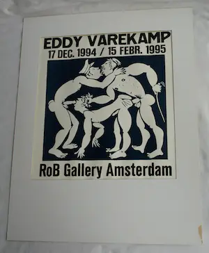 Eddy Varekamp - Afdruk linosnede, Affiche expositie Rob Gallery Amsterdam - 1994 kopen? Bied vanaf 25!