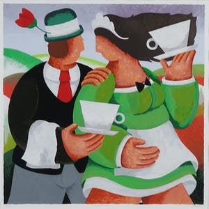 Yvonne Zomerdijk - Zeefdruk, Darjeeling lady - Ingelijst kopen? Bied vanaf 1!