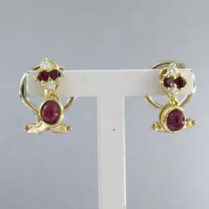 18k geel gouden oorhangers met robijn en briljant geslepen diamant tot.0.08ct kaufen? Bieten Sie von 510!