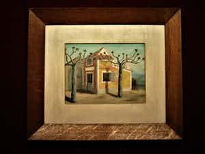 Erna van Mondfrans - Fraai verstild realistisch olieverf "Huis in de Provence Frankrijk" gesigneerd verkocht voor € 60!