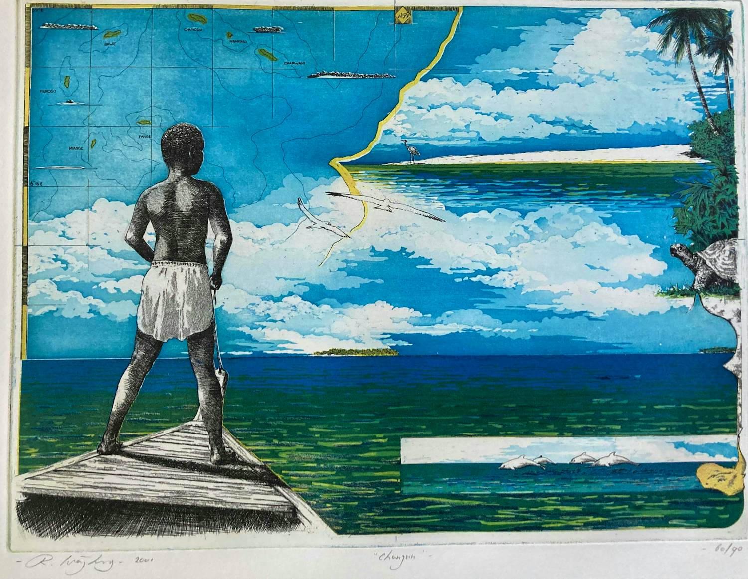 Rolf Weijburg - Kleurenets - “Changuu” - Ingelijst verkocht voor € 100!