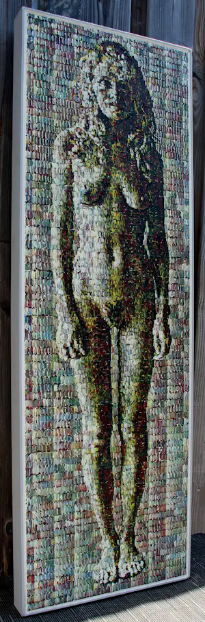 Rik Vermeersch - Ingelijste olieverf op paneel: 'Staande vrouw Sophie' - 1997 kopen? Bied vanaf 299!