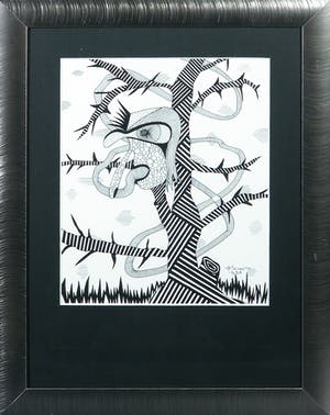 Hans Schoots - Pentekening, Zonder titel - Ingelijst kopen? Bied vanaf 1!