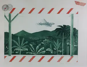 Leentje Linders - Kleurenets op papier, By air mail part VI - Ingelijst kopen? Bied vanaf 40!