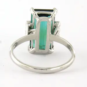 14k wit gouden ring met toermalijn en single cut geslepen diamant tot. 0.12ct kopen? Bied vanaf 510!