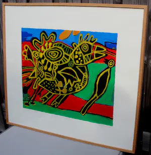 Corneille - Ingelijste zeefdruk: Oiseau né du paysage - 1992 kopen? Bied vanaf 399!