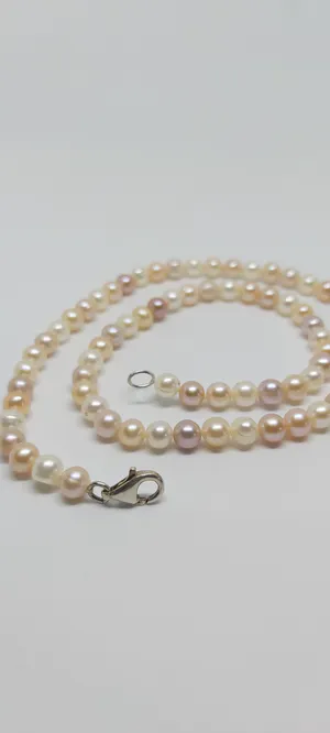 Zoetwaterparel Colier Multicolor Zilver Slot 925, 43cm lang kopen? Bied vanaf 55!