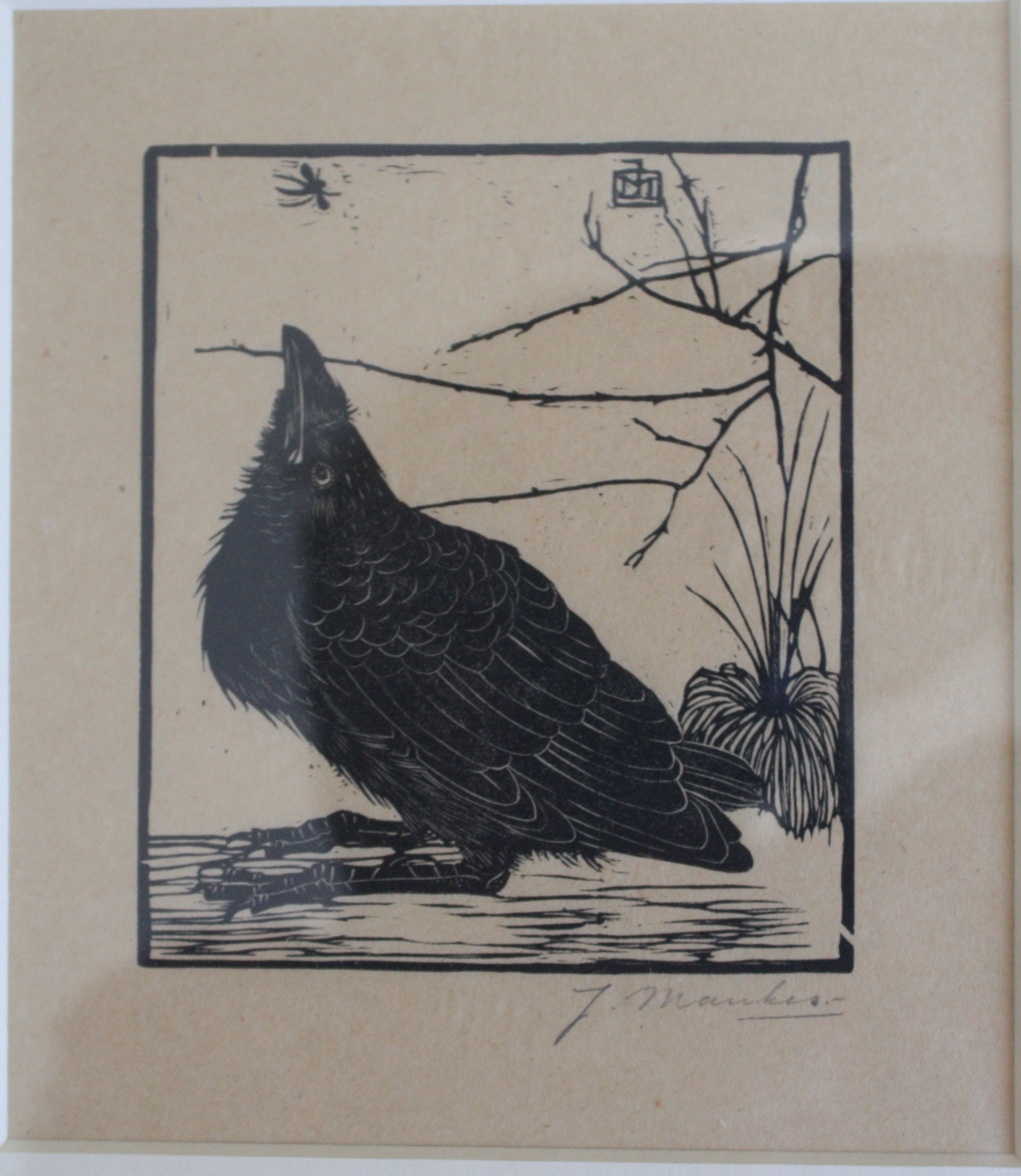 Jan Mankes - Jonge (of zieke) kraai kijkend naar mugje kopen? Bied vanaf 550!