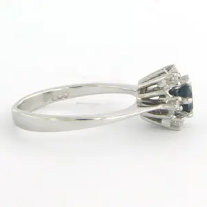 14k wit gouden ring met saffier en single cut geslepen diamant 0.05ct-rm16 kopen? Bied vanaf 150!