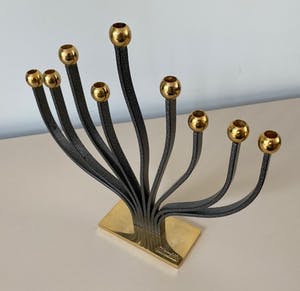 Niet of onleesbaar gesigneerd - Karshi Menorah kandelaar 24k gold plated kopen? Bied vanaf 1!