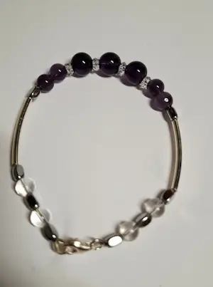 Nieuwe zilveren armband met Amethist edelsteen en bergkristal kopen? Bied vanaf 70!
