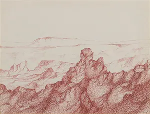 Hans Steggerda - Pentekening, Recht op staand - Ingelijst kopen? Bied vanaf 1!